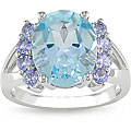Sterling Silver Blue Topaz and Tanzanite Ring