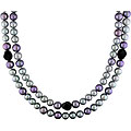 New York Pearls Multi-colored FW Pearl and Onyx 45-inch Endless Necklace (9-10 mm)
