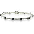 Sterling Silver Black Sapphire and White Topaz Bracelet