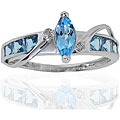 Michael Valitutti 10k Gold Blue Topaz and 1/10ct TDW Diamond Ring (I-J, I1-I2)