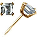10k Yellow Gold Square-cut Aquamarine Stud Earrings