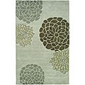 Handmade Soho Botanical Light Grey New Zealand Wool Rug (5' x 8')