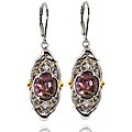 Michael Valitutti Palladium Silver/ 18k Vermeil Amethyst and Rutilated Quartz Earrings