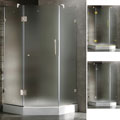 Vigo Frameless Neo-angle Frosted/ White Base Shower Enclosure (38 x 38)