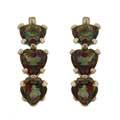 10k Yellow Gold Mystic Green Topaz 3-stone Hoop Earrings