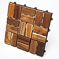 Le click Teak Interlocking Deck Tiles, Set of 10 Floortiles to cover 10sf, oiled finish