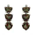 10k White Gold Green Topaz 3-stone Earrings