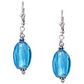 Charming Life Sterling Silver Capri Blue Oval Glass Earrings