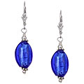 Charming Life Sterling Silver Cobalt Blue Oval Glass Earrings