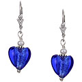 Charming Life Silver Cobalt Blue Heart and Pearl Earrings (3.5 mm)