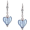 Charming Life Sterling Silver Periwinkle Blue Heart and Pearl Earrings (3.5 mm)