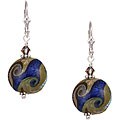 Charming Life Sterling Silver Starry Night Blue Art Glass Earrings