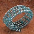 Handmade Turquoise Glass Bead Bangle Bracelet (India)