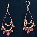 Handmade Copper Wire Burgundy Teardrop Earrings (India)