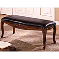 Antique Oak Finish and Bicast Leather Bench