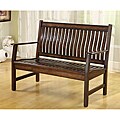 Dark Walnut Finish Curved Slat-back Bench