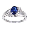 Sterling Essentials Sterling Silver Oval Blue Cubic Zirconia Ring