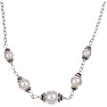Charming Life Silver White Crystallized Pearl Necklace (12 mm)