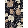 Alexa Infiniti Collection Floral Pattern Black Rug (4'5 x 6'9)