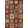 Alexa Infiniti Collection Geometric Blocks Brown Rug (4'5 x 6'9)