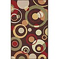 Alexa Infiniti Collection Retro Circles Modern Brown Rug (4'5 x 6'9)