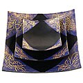 Set of 3 Mango Wood Blue and Gold Trays/ Platters (Thailand)