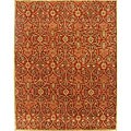 Hand-tufted Burgundy/ Gold Border New Zealand Wool Rug (5' x 8')