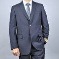 Bertolini Men's Wool & Silk Blend Black 2-Button Suit