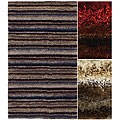 Hand-woven Sunburst Shag Rug (4'6 x 6'6)