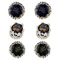 Sterling Silver Topaz Round Stud Earrings