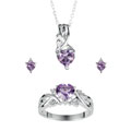 Sterling Silver Amethyst and 1/10ct TDW Diamond Jewelry Set (I-J, I3)