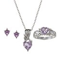 Sterling Silver Amethyst and 1/10ct TDW Diamond Jewelry Set (I-J, I3)