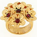 Meredith Leigh Yellow-plated Silver Rhodolite/ White Topaz Flower Ring