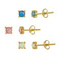 Glitzy Rocks 18k Gold over Sterling Silver Multicolor Opal Stud Set