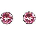 Sterling Silver Round-cut Pink Cubic Zirconia Stud Earrings