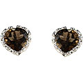 Sterling Silver Smokey Quartz 8-mm Heart-shaped Stud Earrings