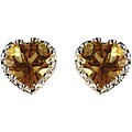 Sterling Silver Citrine 8 mm Heart-shaped Stud Earrings