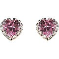 Sterling Silver Pink Cubic Zirconia Heart-shaped Stud Earrings