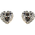 Sterling Silver Clear Cubic Zirconia Heart-shaped Stud Earrings