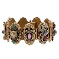 Sweet Romance Bronzetone Bohemian Glass Zephyrs and Griffins Bracelet
