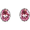 Sterling Silver Oval-cut Pink Cubic Zirconia Stud Earrings