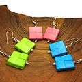 Two Squares Folded Paper Hook Earrings (Chile)