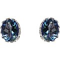 Sterling Silver Oval Mystic Blue Topaz Stud Earrings