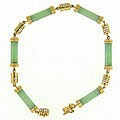 Mason Kay 14k Yellow Gold Natural Green Jadeite Jade Bracelet