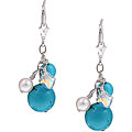 Charming Life Sterling Silver Turquoise and Pearl Earrings (6 mm)