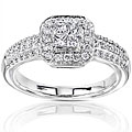 14k Gold 1/2ct TDW Diamond Princess Cut Halo Engagement Ring
