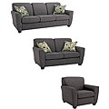 Mirage 3-piece Grey Fabric Sofa, Loveseat, and Chair Set