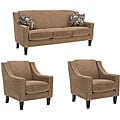 Flamingo 3-piece Camel Velvet Sofa and Two Chair Set