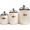 White Canisters with Metal Plated Covers (Set of 3)