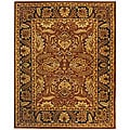 Handmade Classic Jaipur Rust/ Black Wool Rug (7'6 x 9'6)